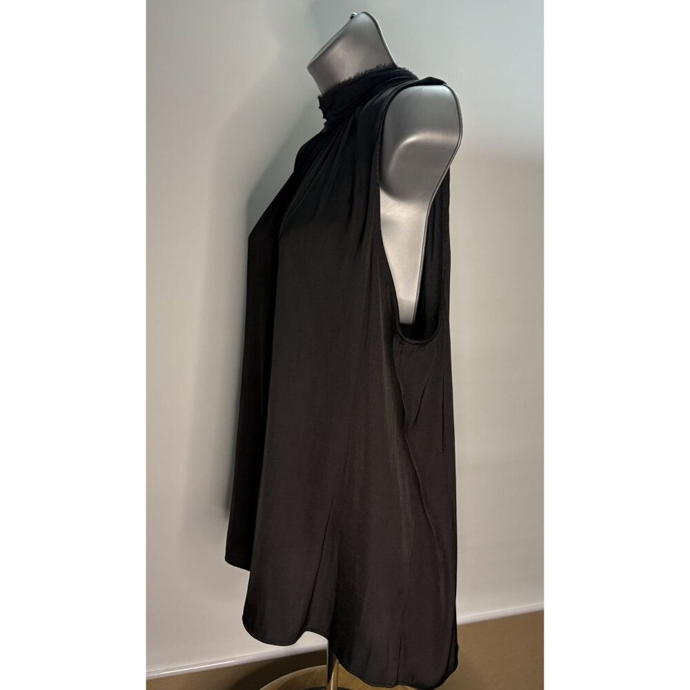 WORTHINGTON Womens Black Sleeveless Mock Neck Blouse Keyhole Back Flowing PXL - Picture 2 of 11